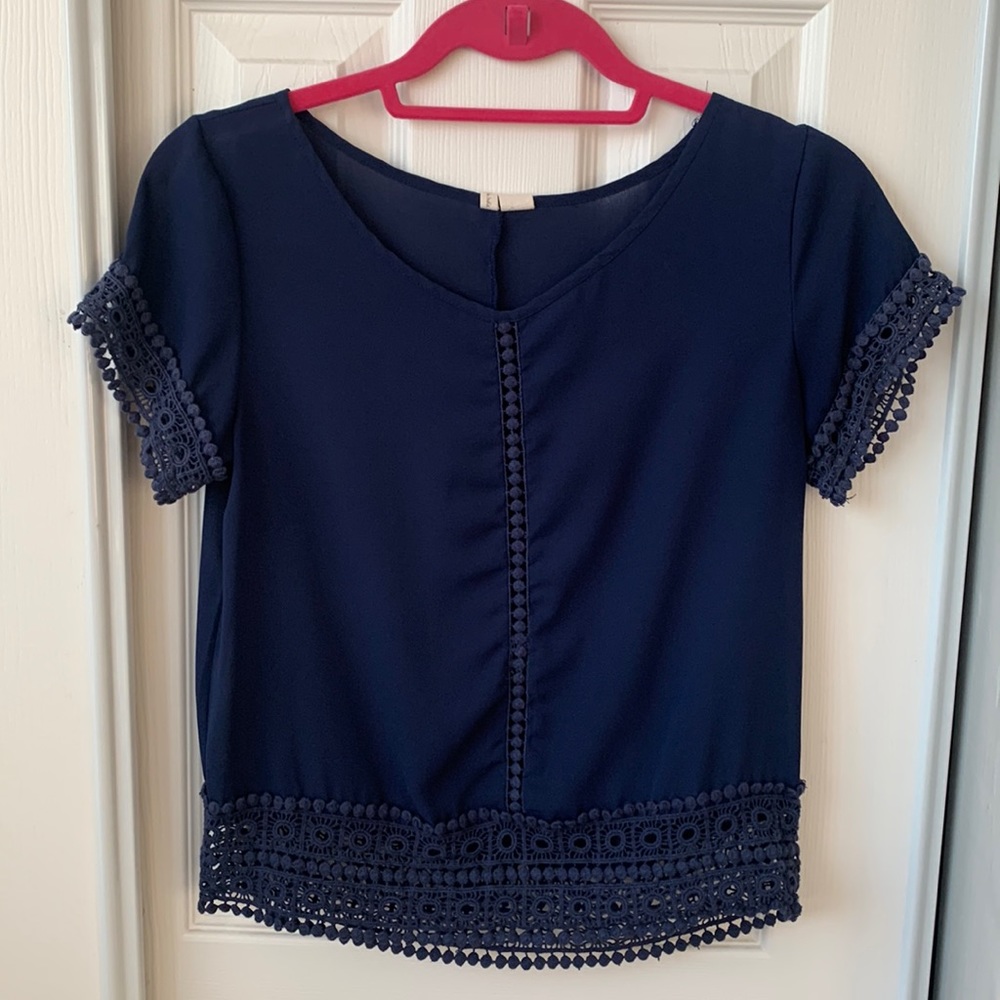 Navy short sleeve top